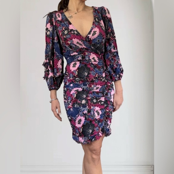 Free People Under Wraps Ruched Floral Mini Dress - Picture 1 of 14